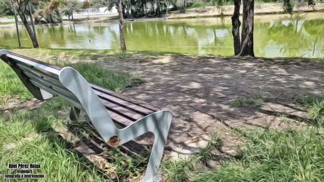 banca y lago intervencion plastica de abel perez rojas Te solté. Abel Pérez Rojas. Fotografía e intervención.