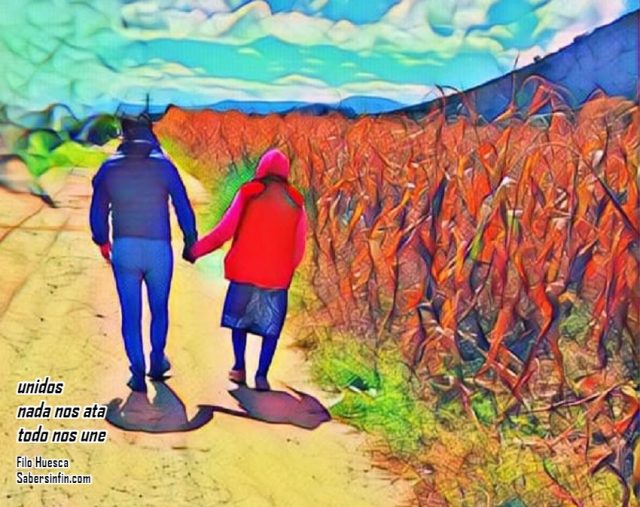amor y empatía / unidos / con mucho cariño / gracias por darme tu mano. Filo Huesca