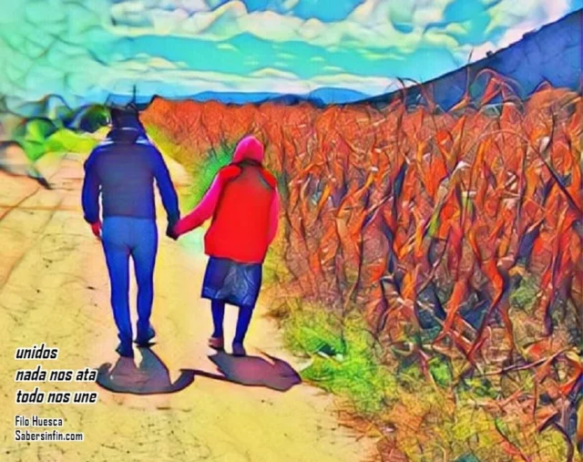 unidos poema filo huesca amor y empatía / unidos / con mucho cariño / gracias por darme tu mano. Filo Huesca