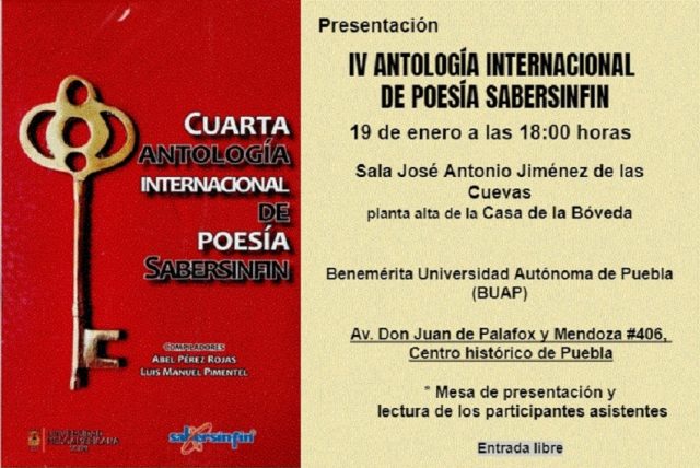 Presentacion de la IV Antología internacional de poesía Sabersinfin