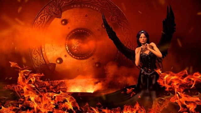 lava mujer angel negro fuego infierno
