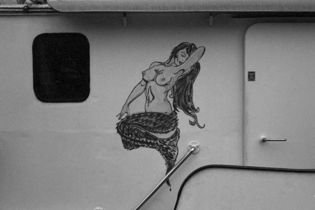 sirena barco dibujo cromo