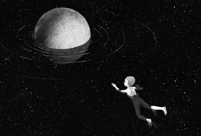 flotar en el espacio caricatura