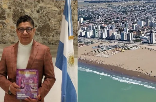 Abel Pérez Rojas y vista aérea de Necochea