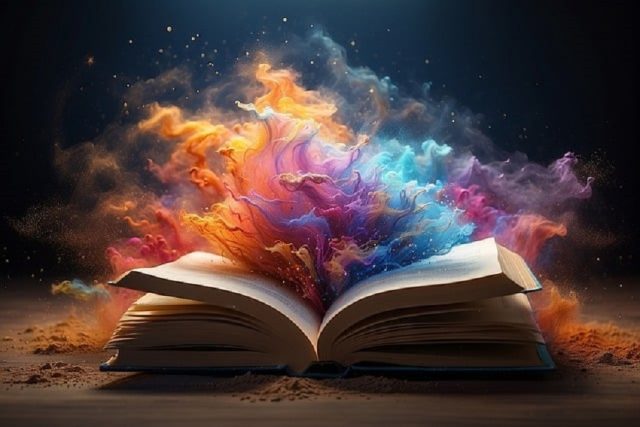 libro con abstracciones de colores