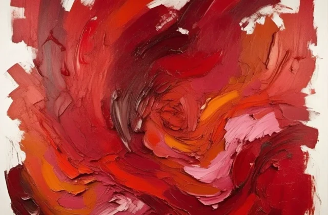 pintura abstracta en tonos rojos pastel acrílico
