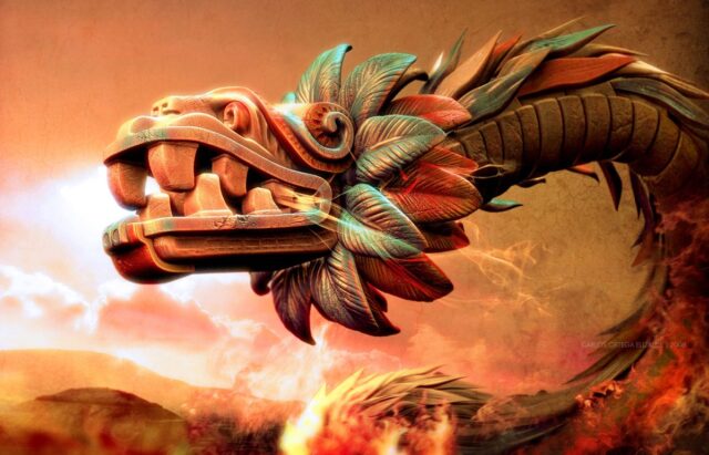 Quetzalcóatl deidad que representa la dualidad entre lo terrenal y lo celestial.