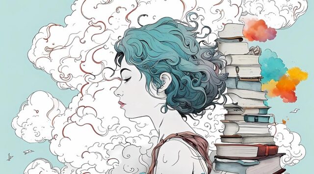 pensativa literaria libros y nubes