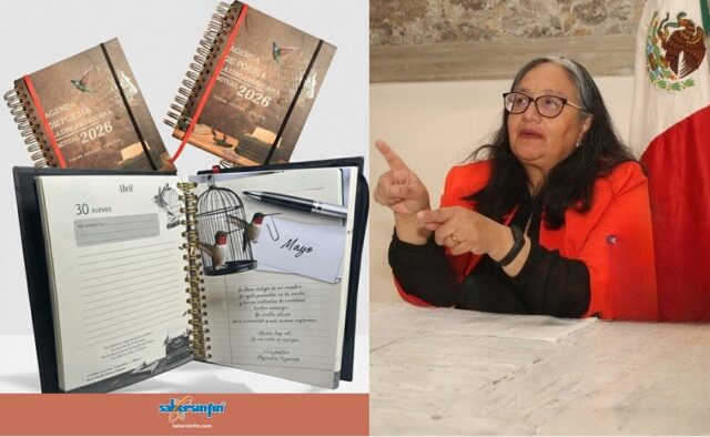 María Dolores Pliego Domínguez con la Agenda de Poesía 2026