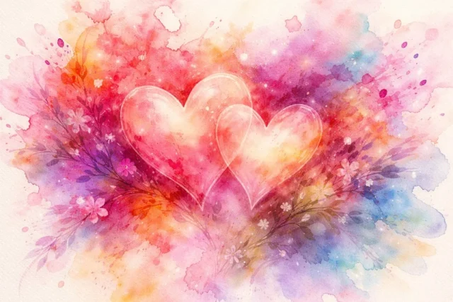 corazones acuarela flores