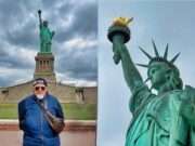 Salvador Calva Morales reflexiona sobre la libertad y se inspira en poesía, durante su visita a la Estatua de la Libertad