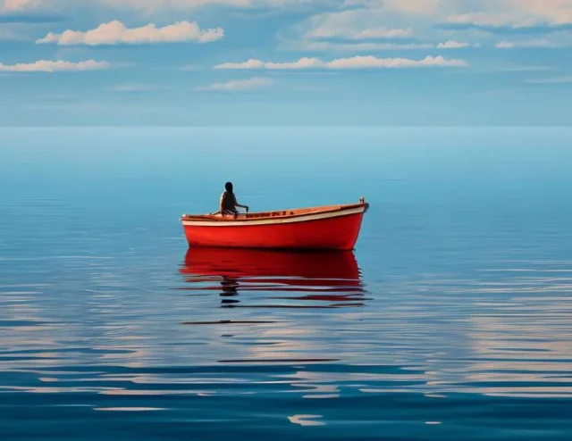 Vista del barco en el agua