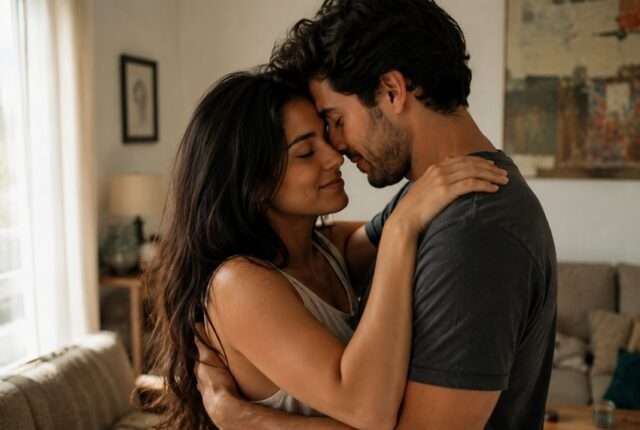 pareja romántico abrazo mujer hombre