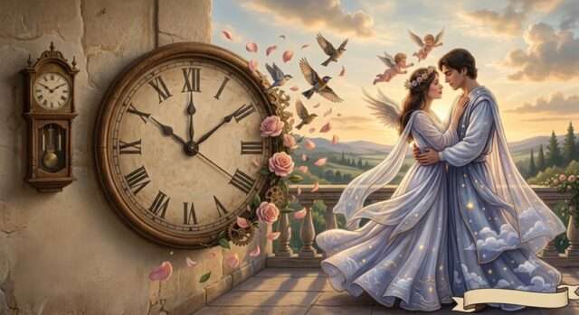 amantes novios relojes ángeles querubines