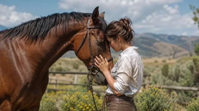 caballo mujer paisaje campo comunión