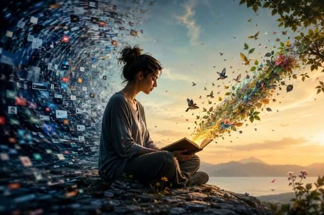 poesía desinfoxicación redes sociales flores aves horizonte leer