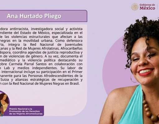 Ana Hurtado Pliego recibe Premio Nacional por su defensa de los derechos de las mujeres afromexicanas