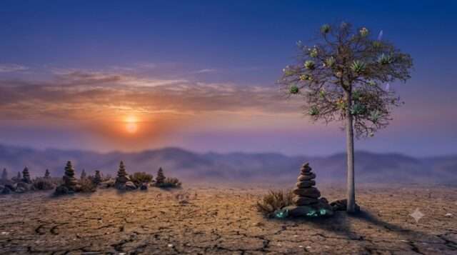 horizonte noche árbol piedras firmamento cielo