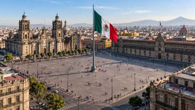Plaza de la Constitución Ciudad de México bandera de México palacion nacional