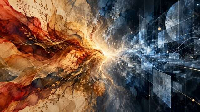 abstracto fuerzas encuentro choque energía frío y caliente
