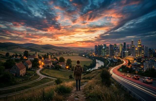 cielo pueblo amanecer ciudad