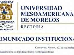 Universidad Mesoamericana campus Morelos anuncia liberación de títulos antes del 30 de septiembre