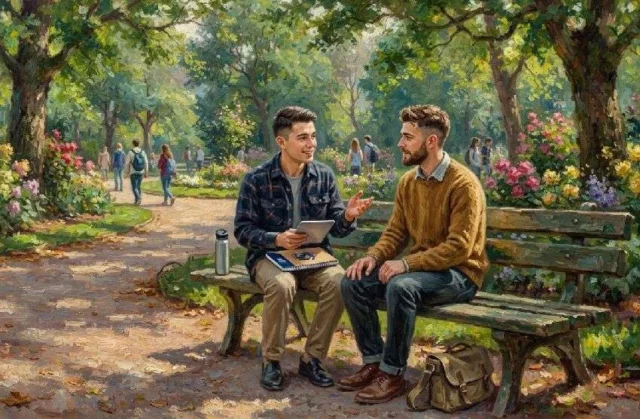 jovenes parque platica