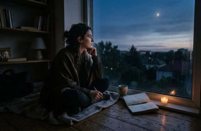 pensamiento madrugada reflexión mujer ventana