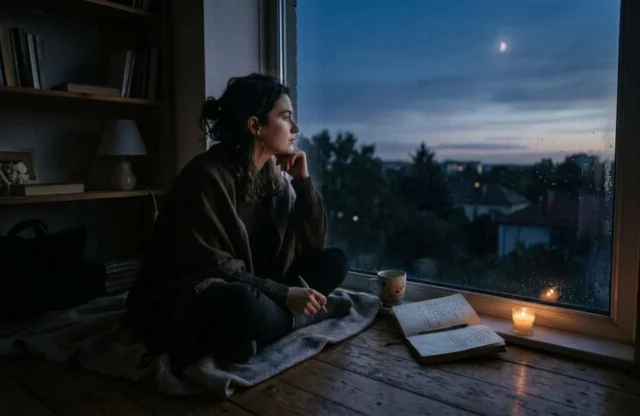 pensamiento madrugada reflexión mujer ventana