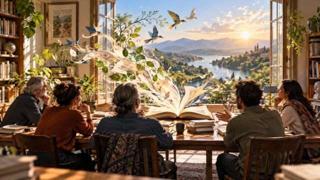 diálogo horizonte saber libros poesía imaginación reunión